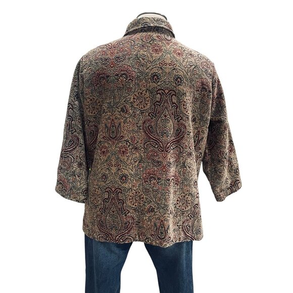 Boho Tapestry Jacket Paisley Button Front Womens Retro Cottagecore Artsy - Picture 7 of 7
